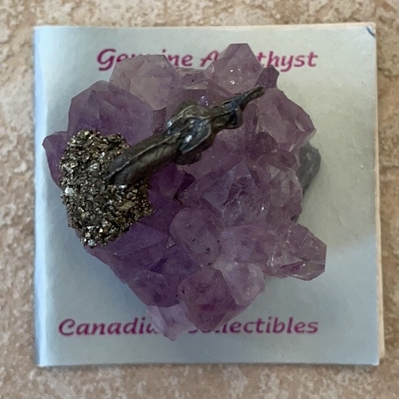 Pewter Elephant on Amethyst Rock Art Originals Hand Crafted by Romi Wolf Canada - Picture 8 of 16